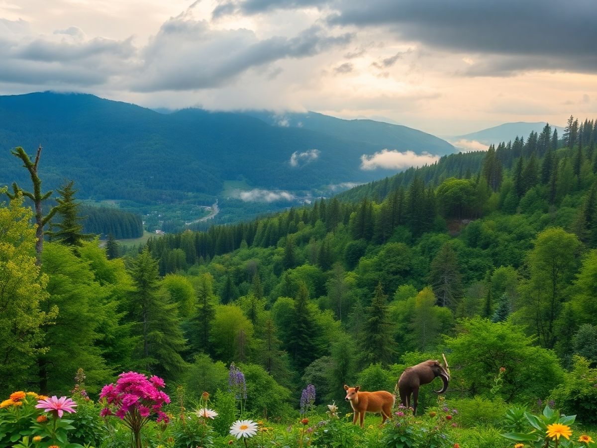 Peisaj natural diversificat afectat de schimbările climatice.